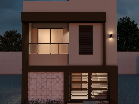 80 Sqyd Modern Double Story Villa Exterior 3D Model