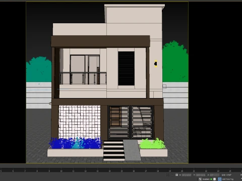 80 Sqyd Modern Double Story Villa Exterior 3D Model