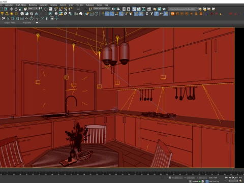 Modern L-Shaped Kitchen Interior 3D Model