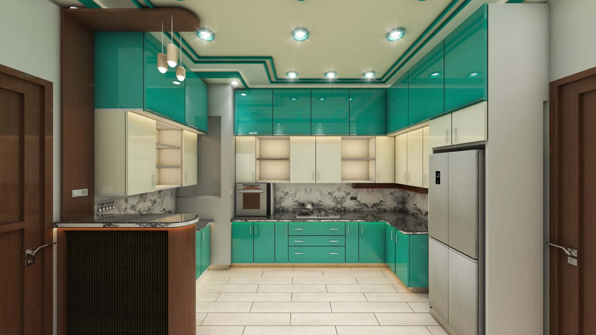 Modern Modular Kitchen Interior 3D Model .c4d .max .obj .3ds .fbx .stl .blend