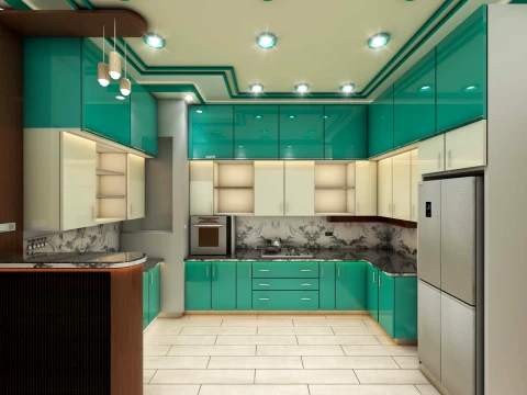Modern Modular Kitchen Interior 3D Model