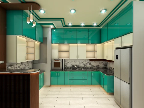 Modern Modular Kitchen Interior 3D Model