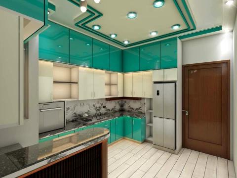 Modern Modular Kitchen Interior 3D Model
