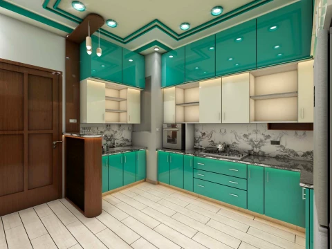 Modern Modular Kitchen Interior 3D Model