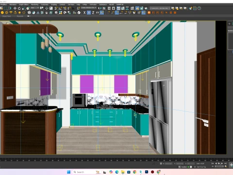 Modern Modular Kitchen Interior 3D Model