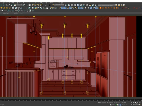 Modern Modular Kitchen Interior 3D Model