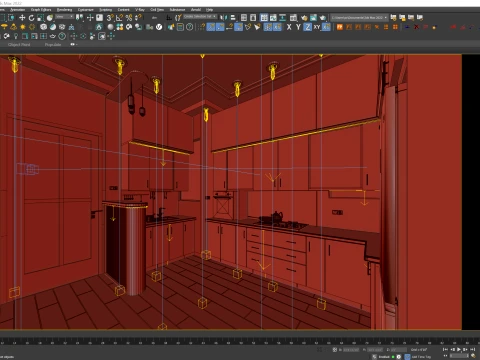 Modern Modular Kitchen Interior 3D Model