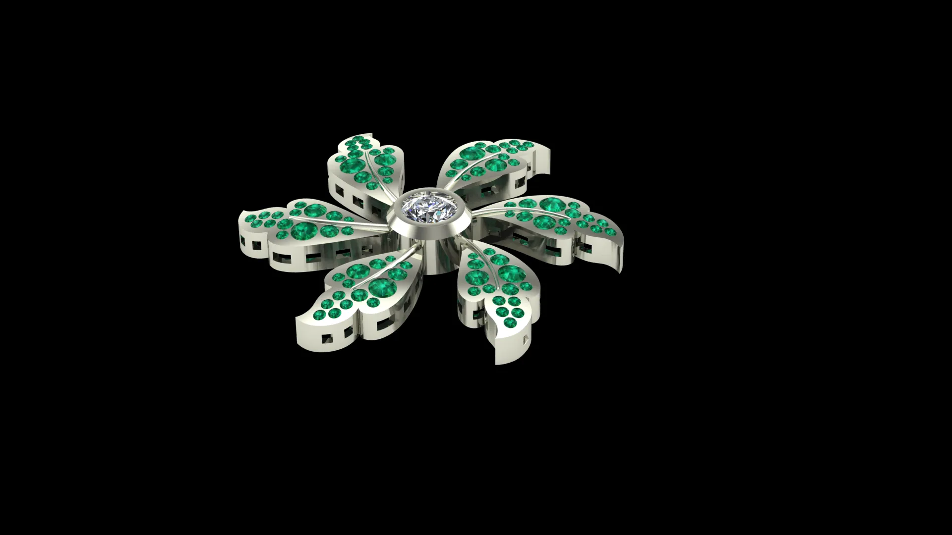 Leaf Flower Diamond Earrings Tops Pendant Jewelry 3D Print Model .c4d .max .obj .3ds .fbx .stl .blend 