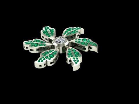 Leaf Flower Diamond Earrings Tops Pendant Jewelry 3D Print Model