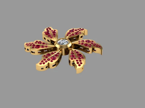 Leaf Flower Diamond Earrings Tops Pendant Jewelry 3D Print Model