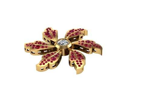 Leaf Flower Diamond Earrings Tops Pendant Jewelry 3D Print Model