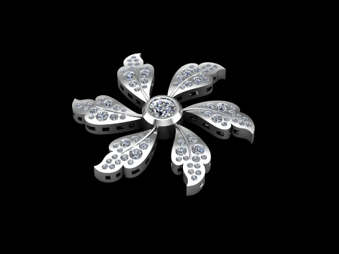 Leaf Flower Diamond Earrings Tops Pendant Jewelry 3D Print Model