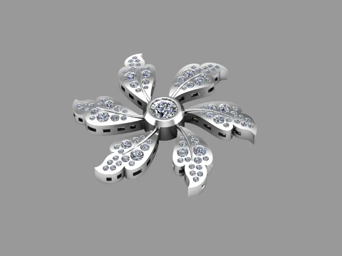 Leaf Flower Diamond Earrings Tops Pendant Jewelry 3D Print Model