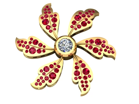 Leaf Flower Diamond Earrings Tops Pendant Jewelry 3D Print Model