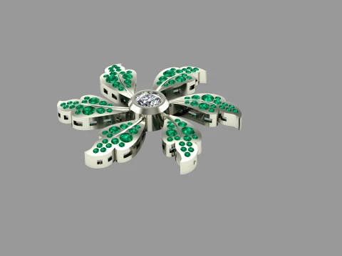 Leaf Flower Diamond Earrings Tops Pendant Jewelry 3D Print Model