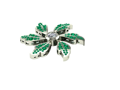 Leaf Flower Diamond Earrings Tops Pendant Jewelry 3D Print Model