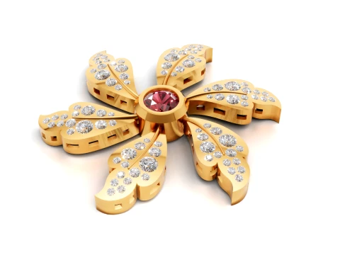 Leaf Flower Diamond Earrings Tops Pendant Jewelry 3D Print Model