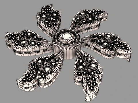 Leaf Flower Diamond Earrings Tops Pendant Jewelry 3D Print Model