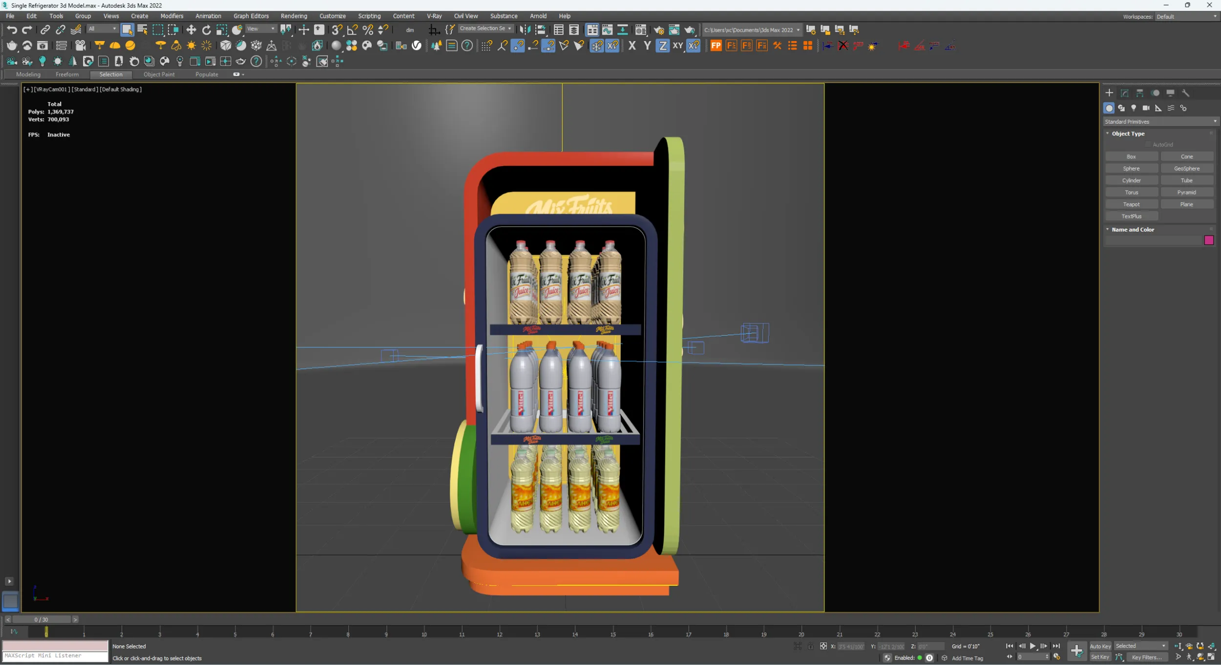Modern Beverage Display Refrigerator 3D Model .c4d .max .obj .3ds .fbx .stl .blend 