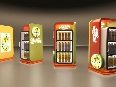 Modern Beverage Display Refrigerator 3D Model
