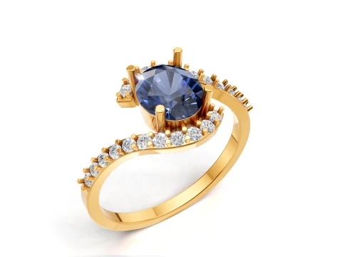 Elegant Sapphire Oval Gemstone Engagement Ring Printable 3D Print Model