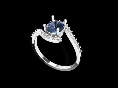 Elegant Sapphire Oval Gemstone Engagement Ring Printable 3D Print Model