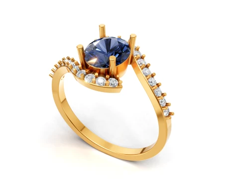 Elegant Sapphire Oval Gemstone Engagement Ring Printable 3D Print Model