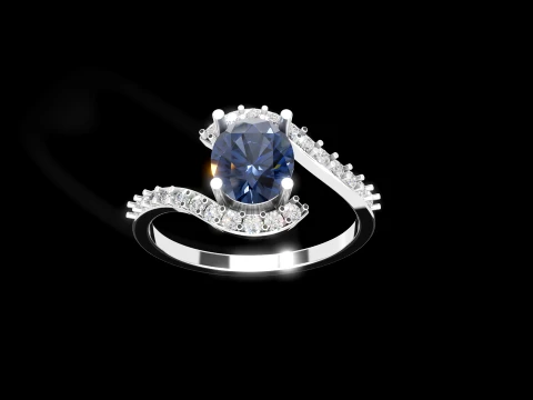 Elegant Sapphire Oval Gemstone Engagement Ring Printable 3D Print Model