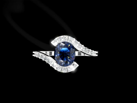 Elegant Sapphire Oval Gemstone Engagement Ring Printable 3D Print Model