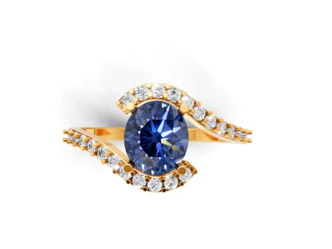 Elegant Sapphire Oval Gemstone Engagement Ring Printable 3D Print Model