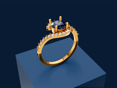 Elegant Sapphire Oval Gemstone Engagement Ring Printable 3D Print Model