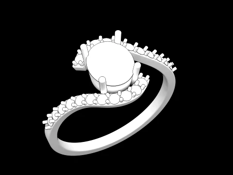 Elegant Sapphire Oval Gemstone Engagement Ring Printable 3D Print Model