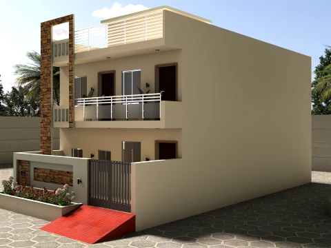 Modern Villa Exterior Design 27x54 Ft Double Story House 3D Model