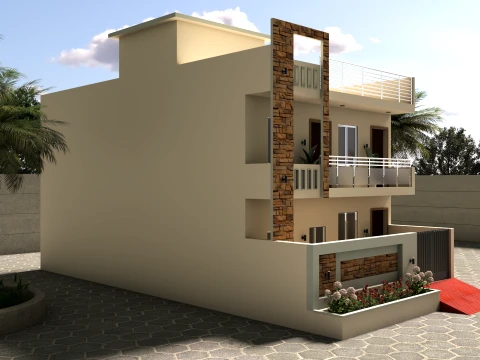 Modern Villa Exterior Design 27x54 Ft Double Story House 3D Model