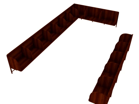 Wooden Computer Lab Desk Cubicles and Wall Mount Shelf Modello 3D