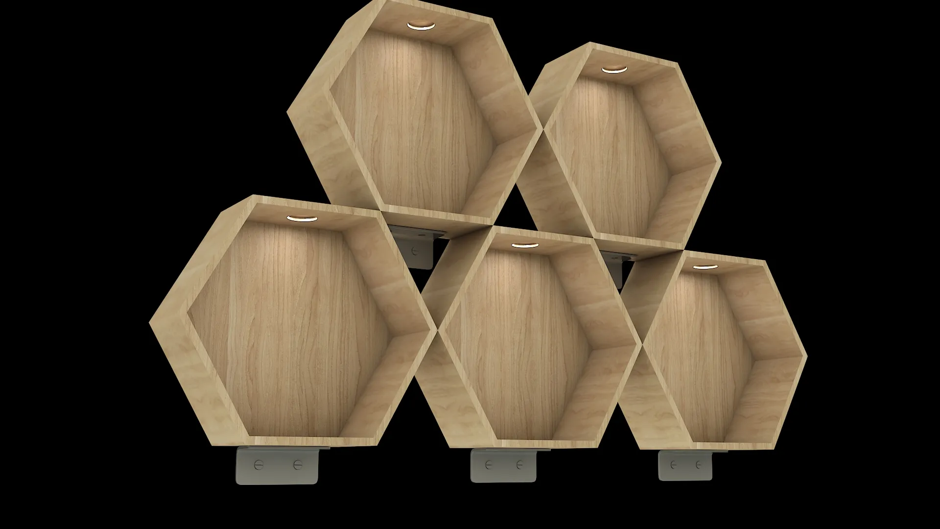 Wooden Hexagon Wall Shelf Floating Honeycomb Display Shelves 3D Model .c4d .max .obj .3ds .fbx .stl .blend