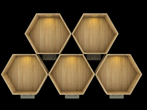 Wooden Hexagon Wall Shelf Floating Honeycomb Display Shelves 3D Model