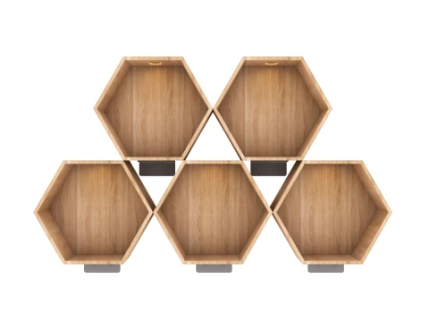 Wooden Hexagon Wall Shelf Floating Honeycomb Display Shelves 3D Model