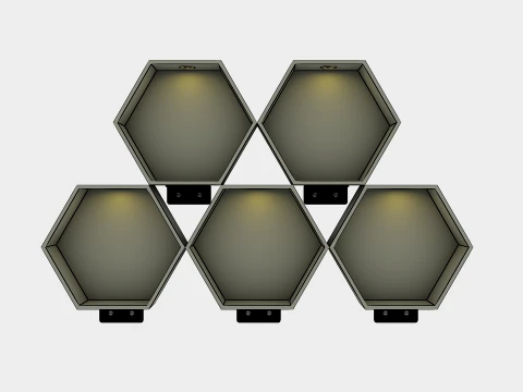 Wooden Hexagon Wall Shelf Floating Honeycomb Display Shelves 3D Model