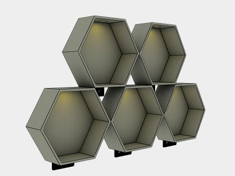 Wooden Hexagon Wall Shelf Floating Honeycomb Display Shelves 3D Model