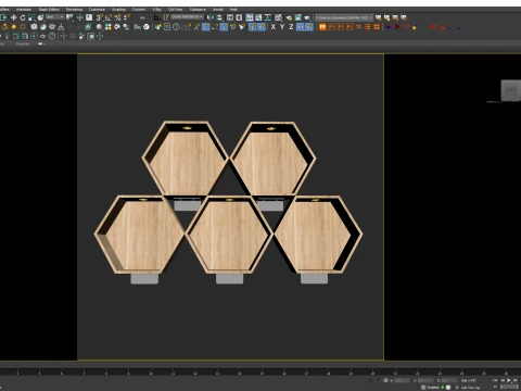 Wooden Hexagon Wall Shelf Floating Honeycomb Display Shelves 3D Model