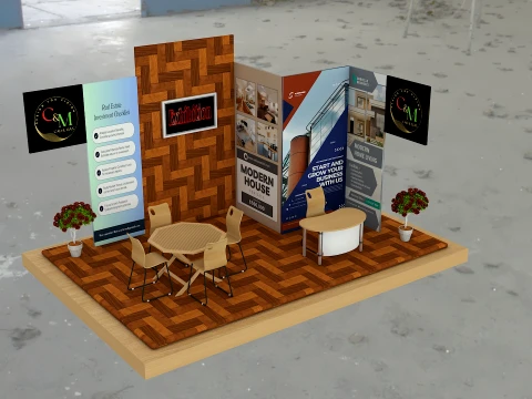 Wooden Exhibition Stall Trade Show Booth Modello 3D