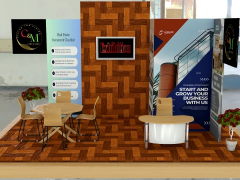 Wooden Exhibition Stall Trade Show Booth 3D Model
