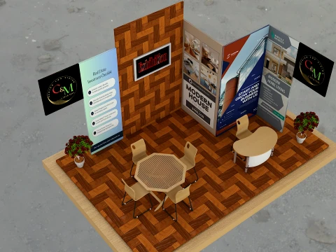 Wooden Exhibition Stall Trade Show Booth 3D Model