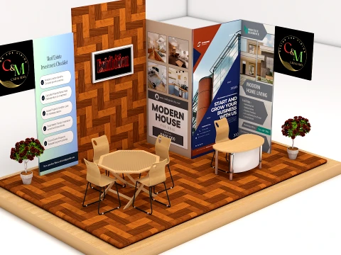 Wooden Exhibition Stall Trade Show Booth 3D Model