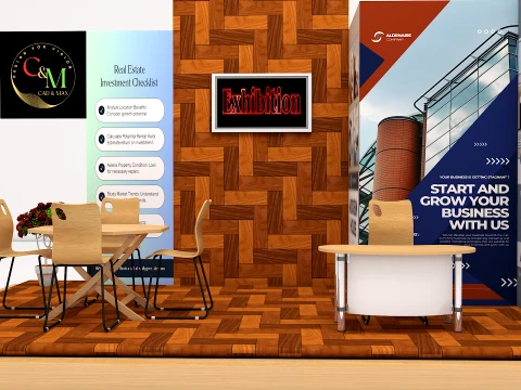Wooden Exhibition Stall Trade Show Booth 3D Model