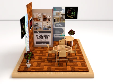 Wooden Exhibition Stall Trade Show Booth 3D Model