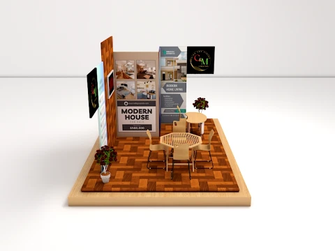 Wooden Exhibition Stall Trade Show Booth 3D Model