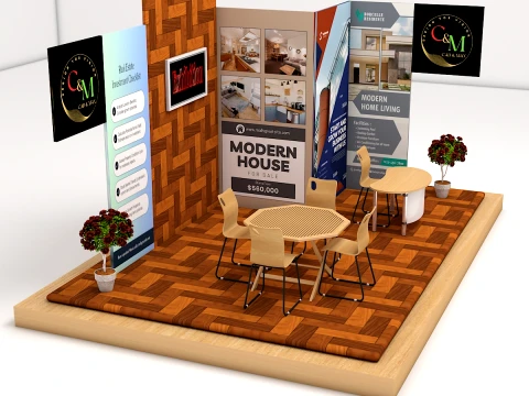 Wooden Exhibition Stall Trade Show Booth 3D Model
