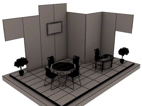 Wooden Exhibition Stall Trade Show Booth 3D Model